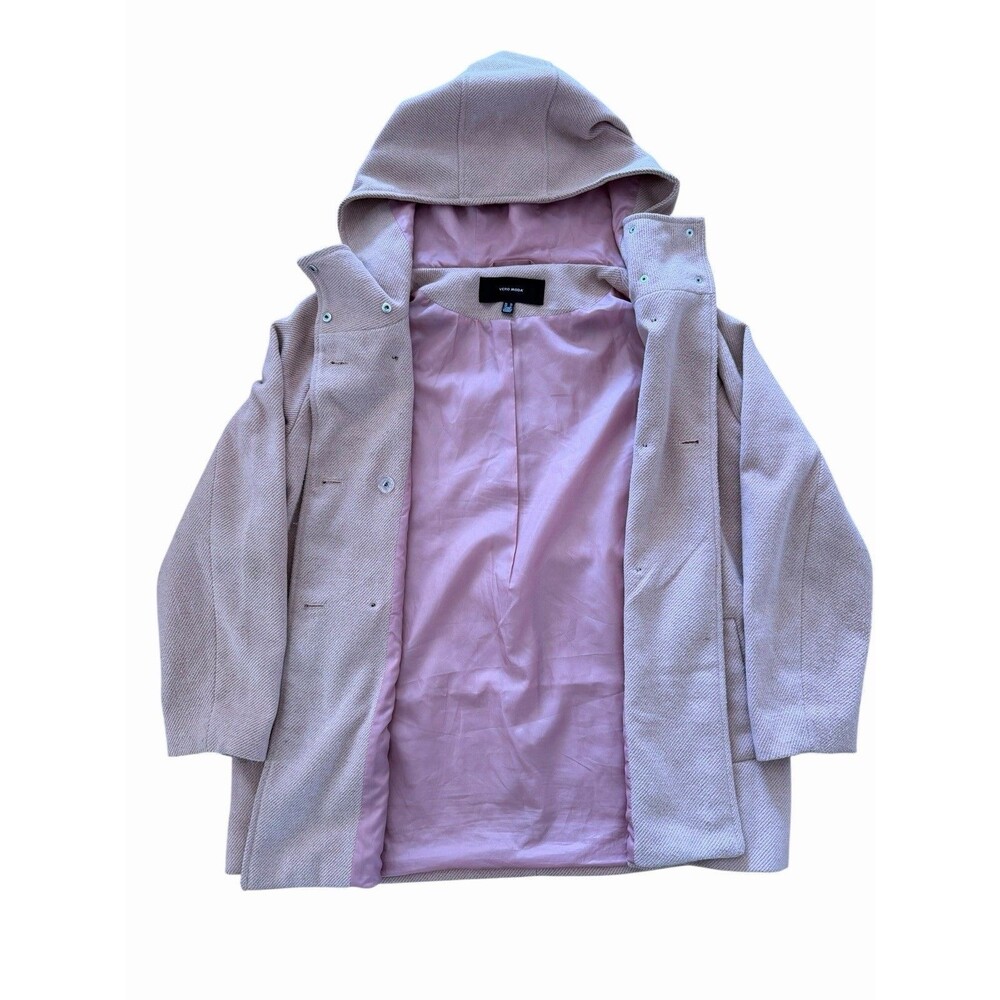 Vero moda XL Polyester Pink Button Up Hooded Coat Jacket - Picture 2 of 7
